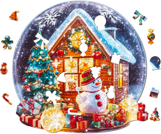 Пазл деревянный «Новогодний домик»
