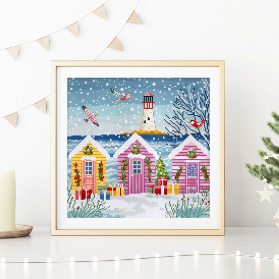 Набор для вышивания «Заснеженные коттеджи на берегу моря»