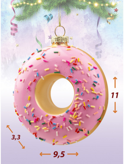 Игрушка ёлочная «Клубничный пончик»