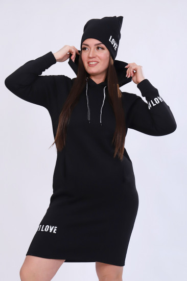 Платье-толстовка женское с шапкой