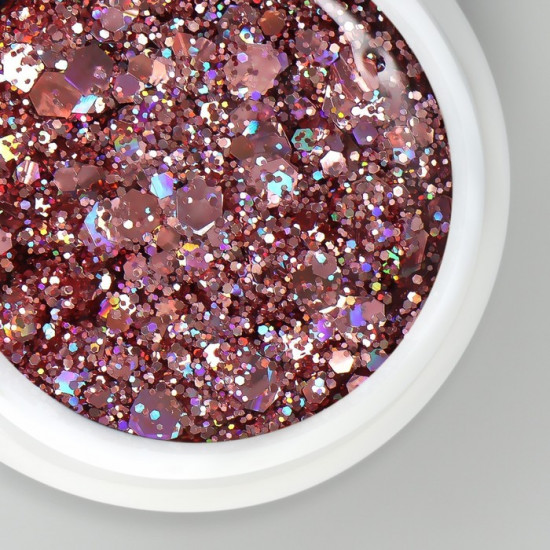 Гель-лак для ногтей с блёстками трехфазный, оттенок Розовый