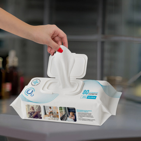 Влажные салфетки увеличенного размера из экстрамягкой ткани