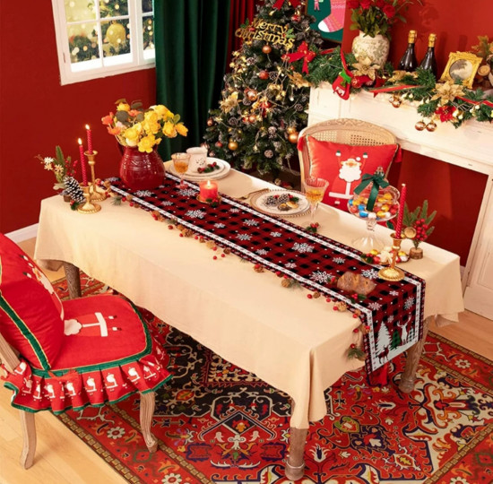 Дорожка на стол «Новогодняя клетка»