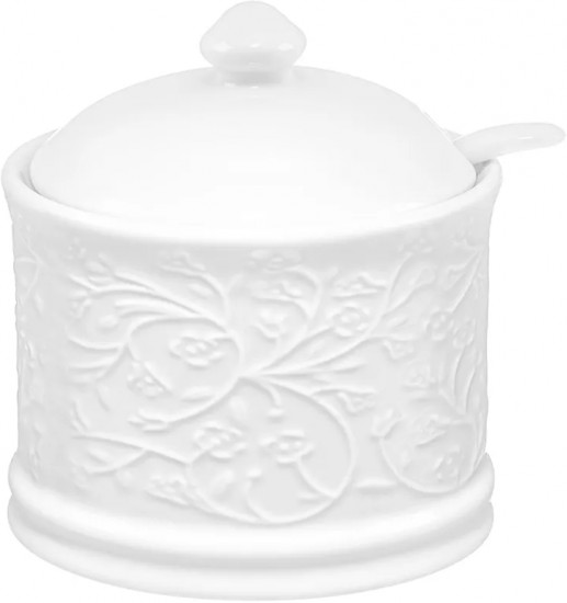 Сахарница с крышкой и ложкой «Веточки-цветочки»