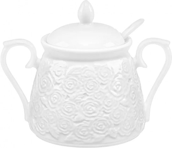 Сахарница с крышкой и ложкой «Розы»