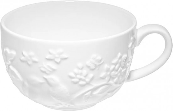 Чашка для капучино и кофе латте на бамбуковой подставке «Птички на ветке»