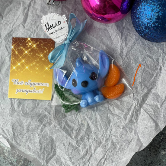 Мыло ручной работы новогоднее «Стич»