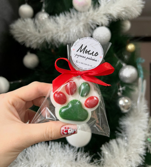 Мыло ручной работы новогоднее «Кошачья лапка»