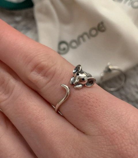 Серебряное кольцо «Мышка»