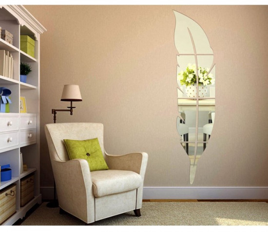 Зеркало настенное на клеевой основе «Пёрышко»