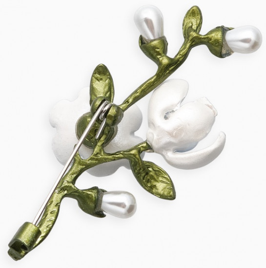 Брошь «Веточка магнолии»