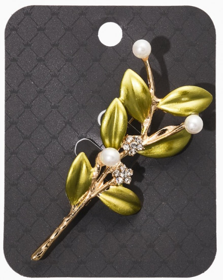 Брошь «Веточка с жемчугом»