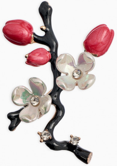 Брошь «Веточка с цветками сакуры»
