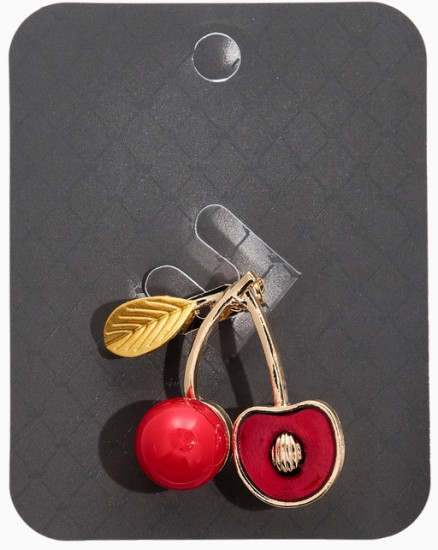 Брошь «Вишня с косточкой»