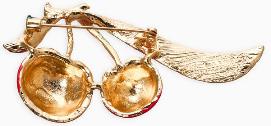 Брошь «Вишня с листиками»