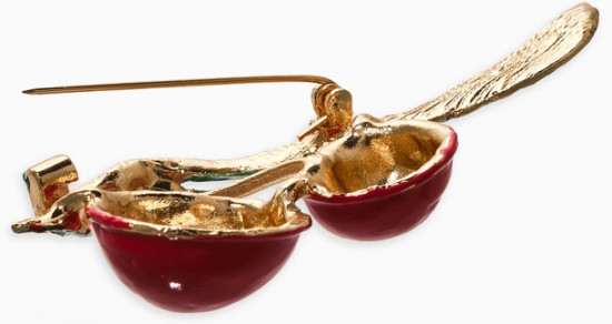 Брошь «Вишня с листиками»