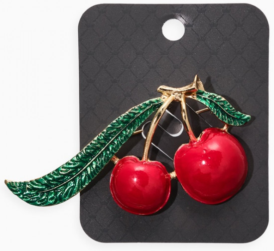 Брошь «Вишня с листиками»