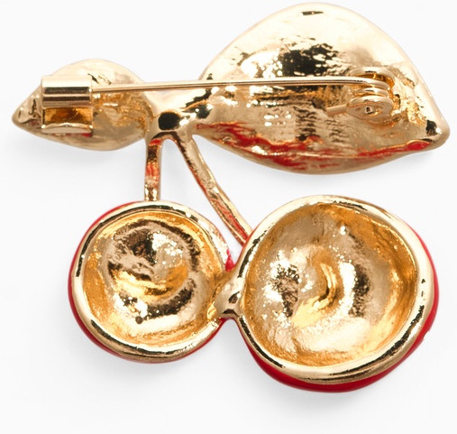 Брошь «Вишня с листочками»