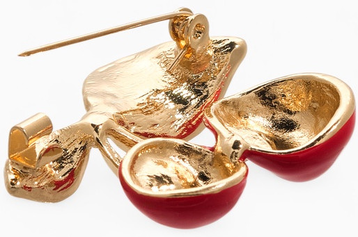 Брошь «Вишня с листочками»