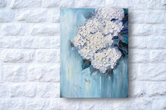 Картина интерьерная «Бирюзовая легкость. Гортензия»