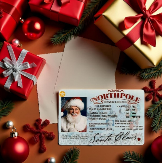 Новогодний сувенир-подарок «Водительские права Санты 2026»