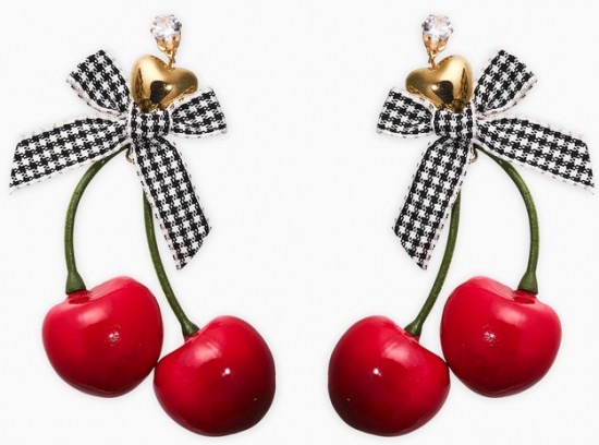 Серьги «Вишня с бантиками»