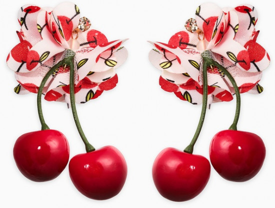 Серьги «Вишня с цветами»