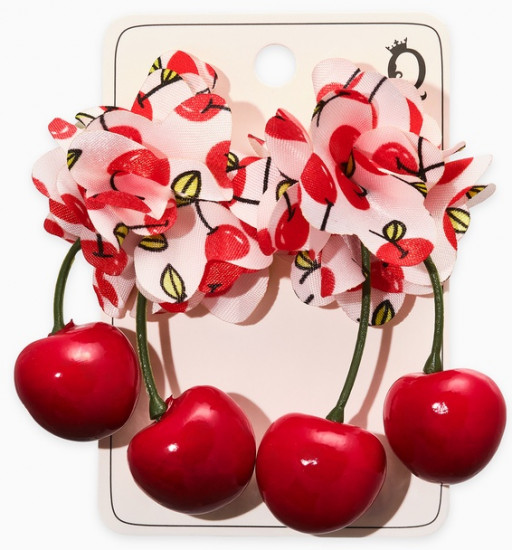 Серьги «Вишня с цветами»