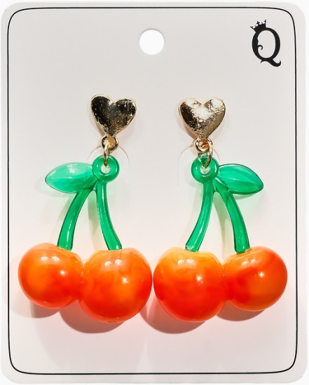 Серьги «Вишня и сердечки»