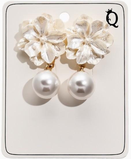 Серьги «Цветок с жемчугом»