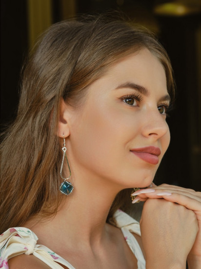 Серьги «Капля с ромбом»