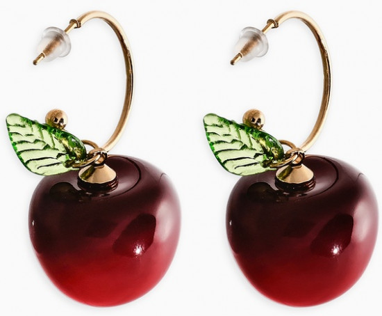 Серьги «Черешня с листочком»