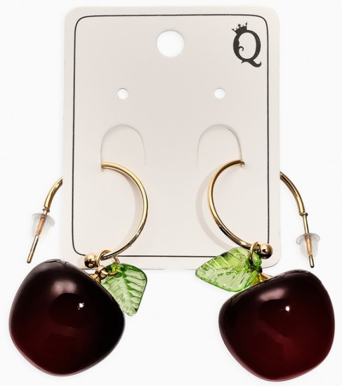 Серьги «Черешня с листочком»