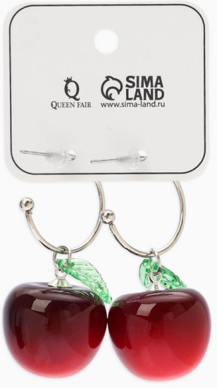 Серьги «Черешня с листочком»