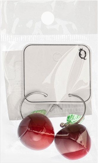 Серьги «Черешня с листочком»