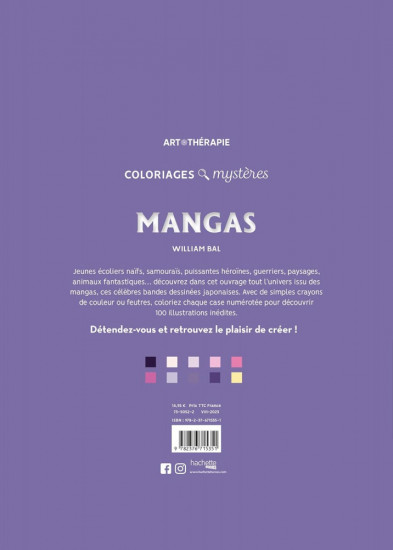 Раскраска по номерам «Mangas. Coloriages mystères»