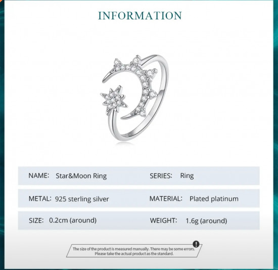 Кольцо из серебра с фианитом «Звезда и луна»
