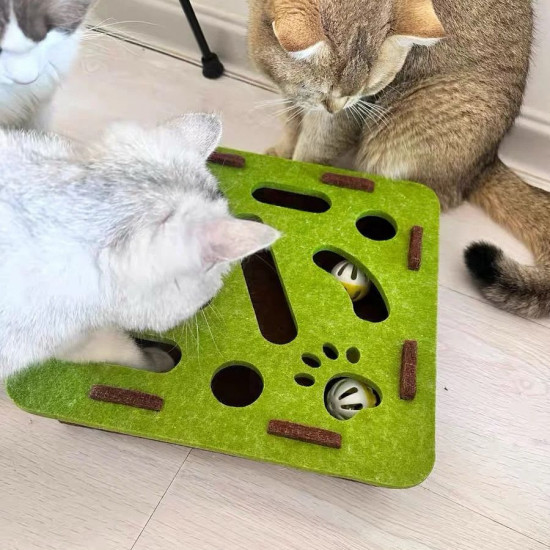 Игрушка для кошек и котят из войлока с шариками-погремушками «Зеленый лабиринт»