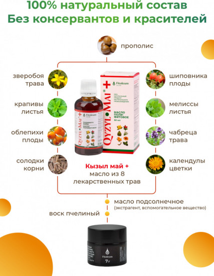 Бальзам «Прополис на масле кызыл май +»