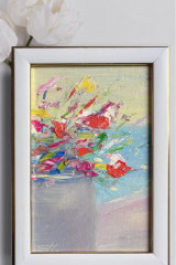 Картина маслом миниатюра в раме «Когда цветы поют» - Фото 3