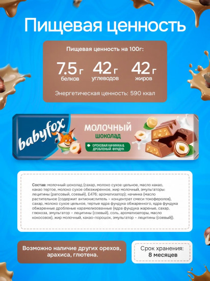 Молочный шоколад с ореховой начинкой и дробленым фундуком