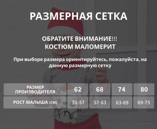 Новогодний костюм с колпаком для малышей