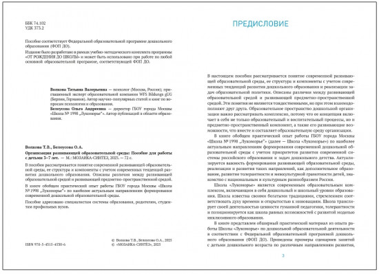 Организация развивающей образовательной среды. 3-7 лет