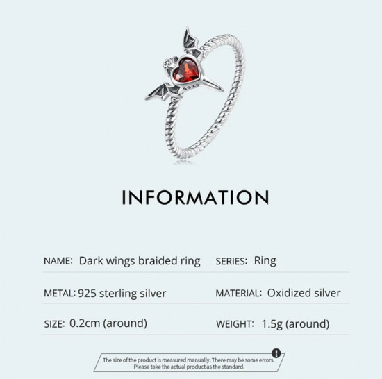 Кольцо с фианитом «Летучая мышь»