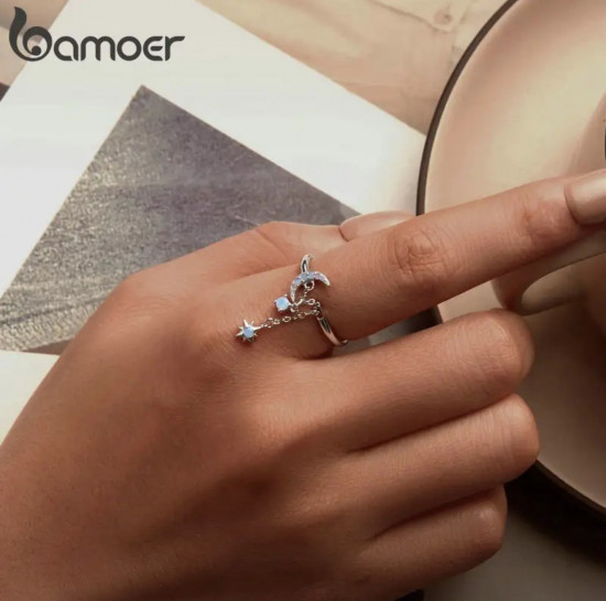 Кольцо с подвеской звёзды