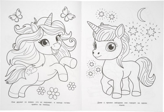 Раскраска «Мир чудесных единорогов»