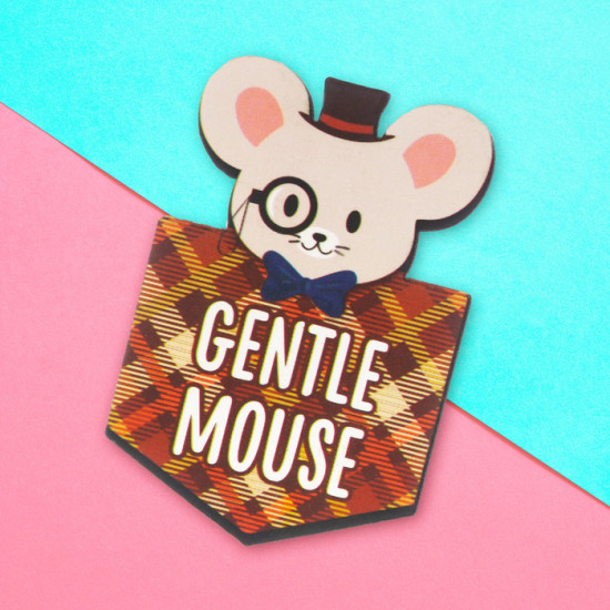Значок деревянный «Gentle mouse»