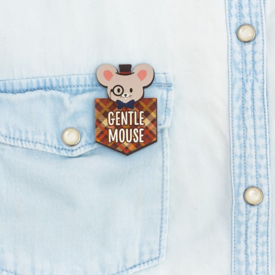 Значок деревянный «Gentle mouse»