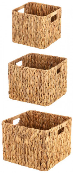 Набор плетеных корзин с ручками