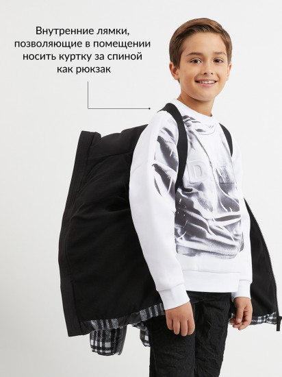 Куртка зимняя для мальчика на искусственном пуху  в клетку 